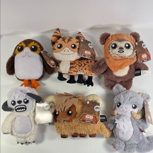 Set of 6-Star Wars Plush with Sound Toy Collection - Brown, Orange, Gray